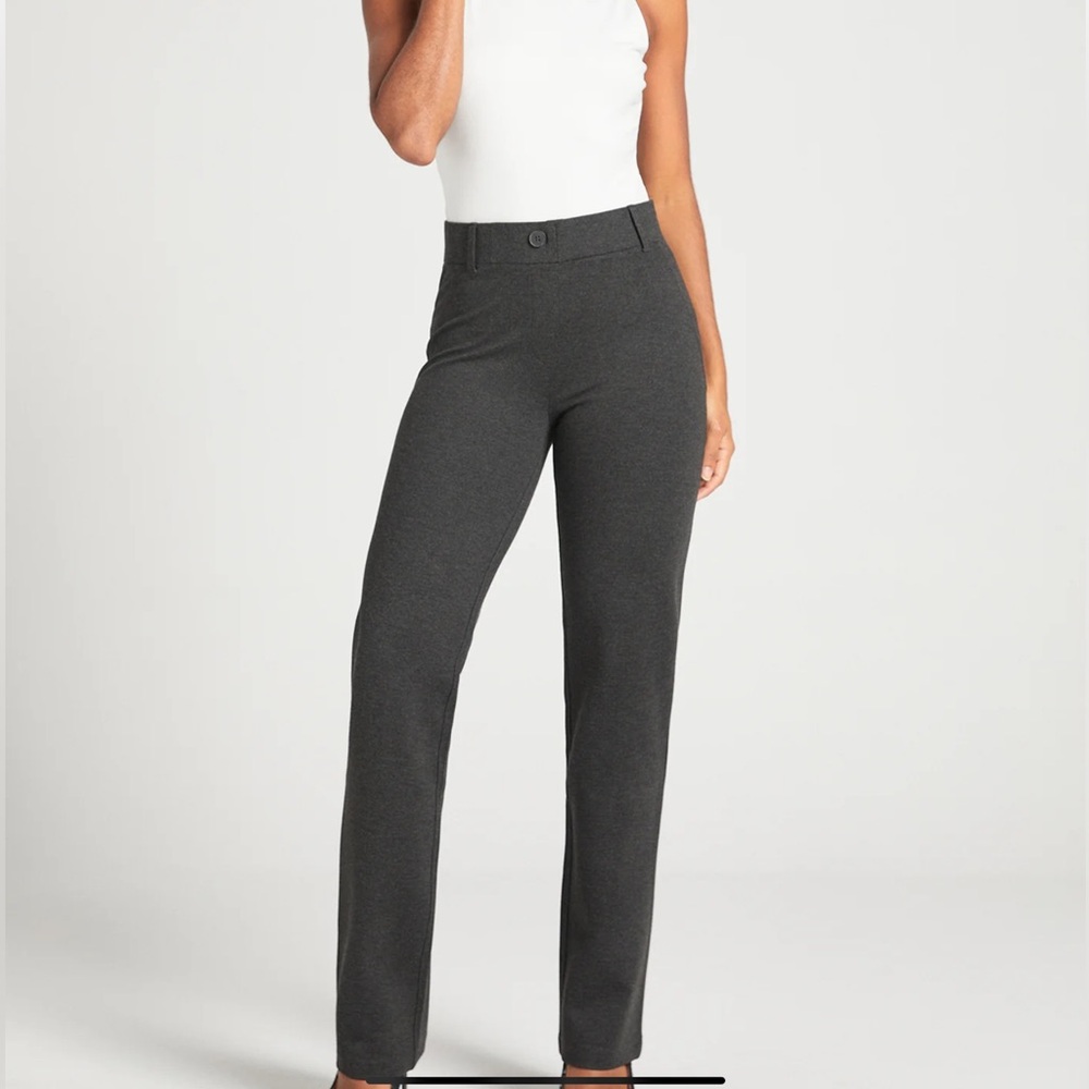 Betabrand Charcoal Straight Leg Yoga Dress Pants